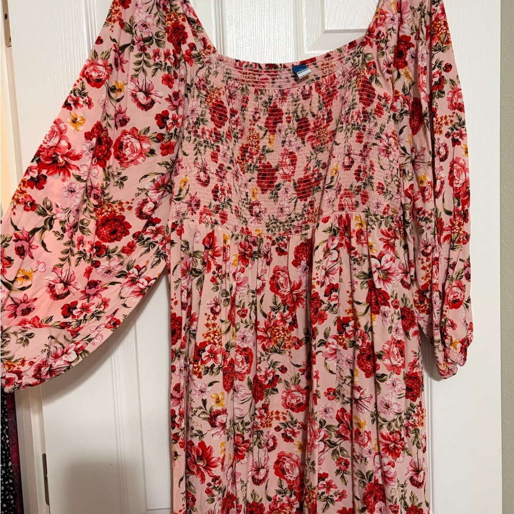 Old Navy Floral Pink and Red Dress